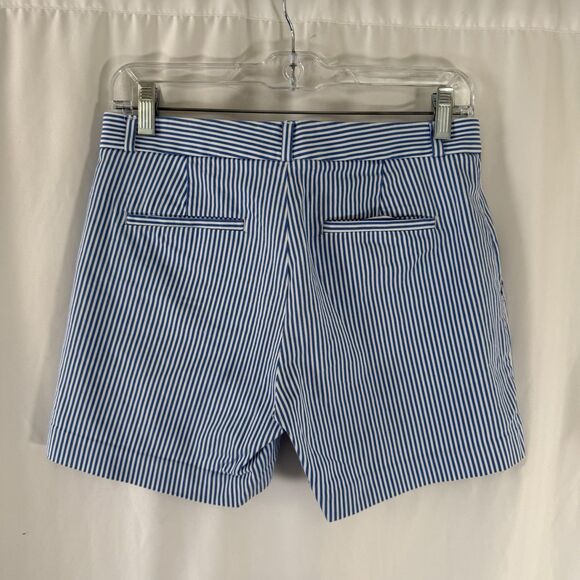 Banana Republic Shorts Women's 2 Blue White Striped Floral Embroidered Pockets - Picture 6 of 8